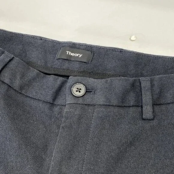 NEW THEORY Mens Pants Black Size 33 Zaine SW Jaspe Twill Slim Button